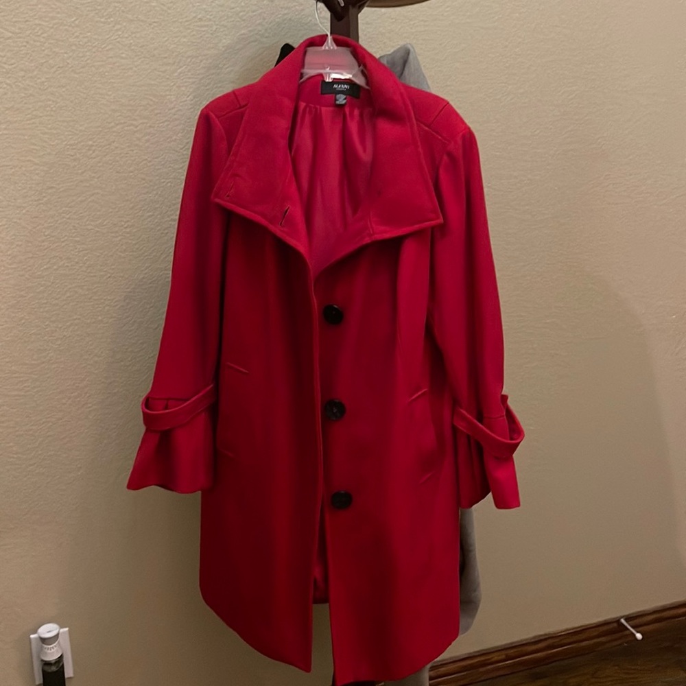 Red pea coat like new